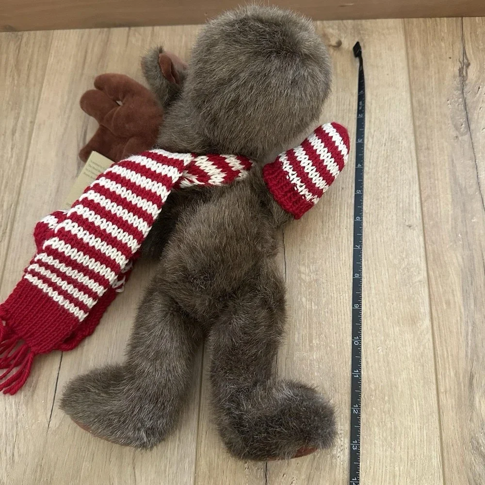 VTG New W Tags Boyd's Bear & Friends Montana Mooski Knit‎ Red White Hat Mittens